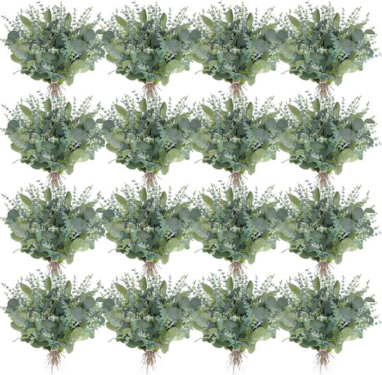 Greentek; 150Pcs Artificial Eucalyptus Stems Faux Greenery Leaves with Silver Dollar and Small Leaf Sprays for Wedding Bouquets DIY Floral Arrangements Centerpieces Home Decor; Category:Stems; Image:1